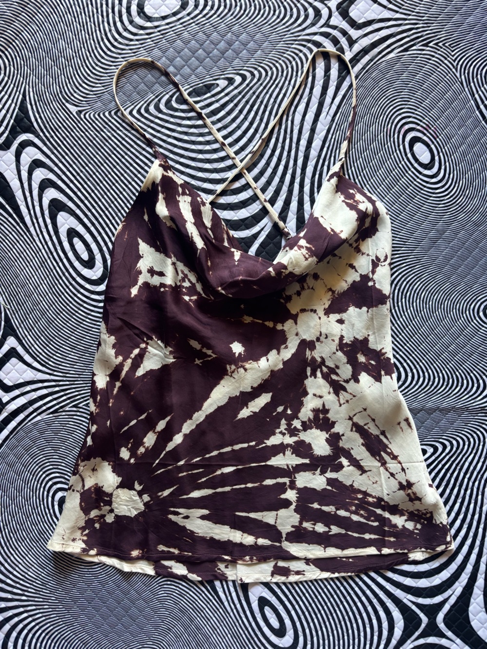 Tie-Dye Silky high low tank top
